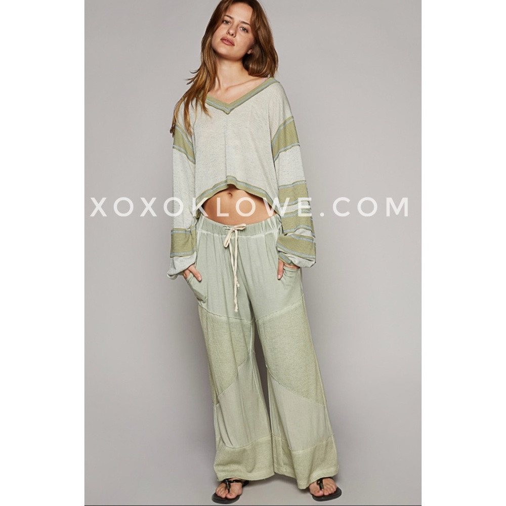 LAST ONE POL Sage Wide Leg Summer Palazzo Pants Loose Knit Lightweight - Picture 13 of 16